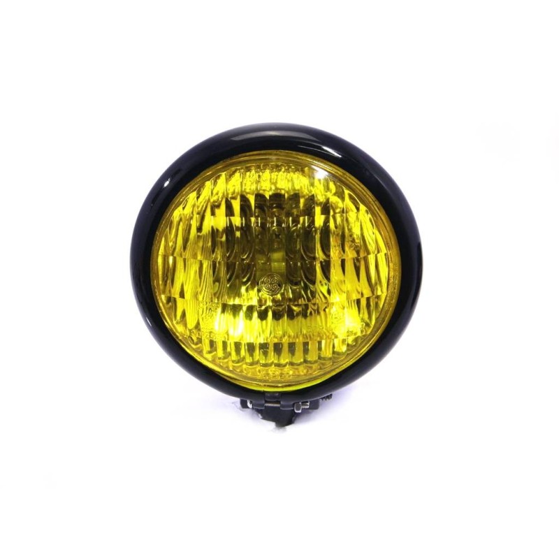 4.75" Chopper Headlight "Bates" Black & Yellow