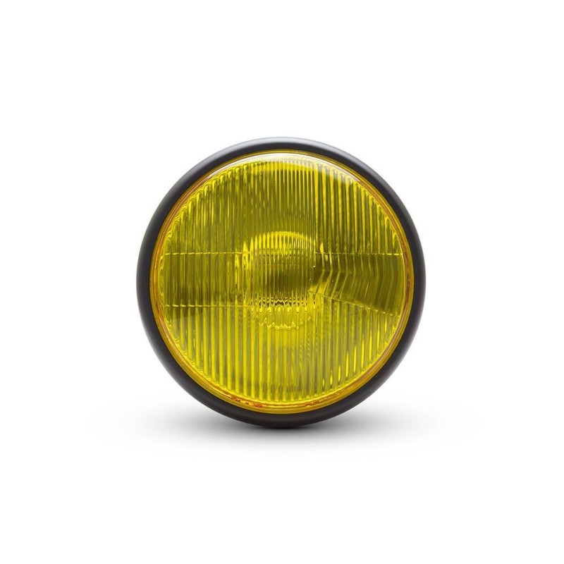7.7" Classic Cafe RacerMatte Black Headlight - Yellow Lens