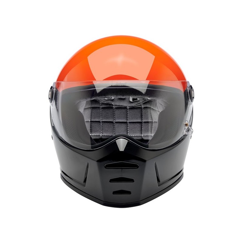 BILTWELL Lane Splitter Helmet Podium, ECE Approved, Gloss Orange/Gray/Black
